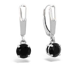 Onyx 6Mm  Round Lever Back 14K White Gold earrings E2786