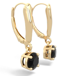 Onyx 6Mm  Round Lever Back 14K Yellow Gold earrings E2786