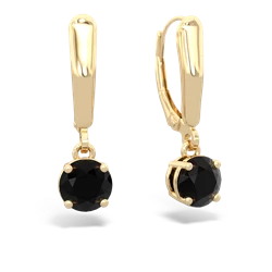 Onyx 6Mm  Round Lever Back 14K Yellow Gold earrings E2786