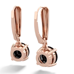 Onyx 8Mm  Round Lever Back 14K Rose Gold earrings E2788