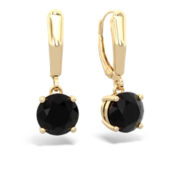 Onyx 8Mm  Round Lever Back 14K Yellow Gold earrings E2788