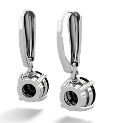 Onyx 8Mm Round Lever Back 14K White Gold earrings E2788