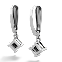 Onyx 6Mm Princess Lever Back 14K White Gold earrings E2789