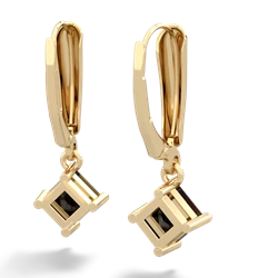 Onyx 6Mm Princess Lever Back 14K Yellow Gold earrings E2789