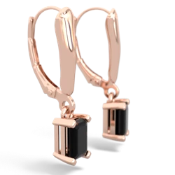 Onyx 6X4mm Emerald-Cut Lever Back 14K Rose Gold earrings E2855
