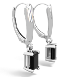 Onyx 6X4mm Emerald-Cut Lever Back 14K White Gold earrings E2855