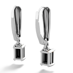 Onyx 6X4mm Emerald-Cut Lever Back 14K White Gold earrings E2855