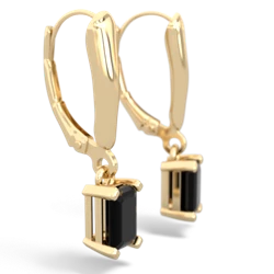 Onyx 6X4mm Emerald-Cut Lever Back 14K Yellow Gold earrings E2855