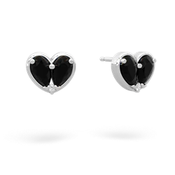 Onyx 'Our Heart' 14K White Gold earrings E5072