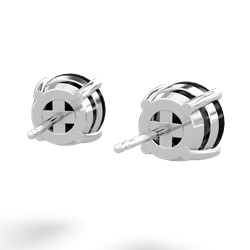 Onyx 8Mm Round Stud 14K White Gold earrings E1788