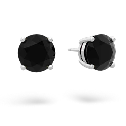 Onyx 8Mm Round Stud 14K White Gold earrings E1788