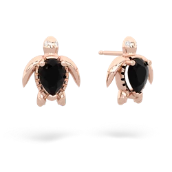 Onyx Baby Sea Turtle 14K Rose Gold earrings E5241