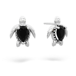 Onyx Baby Sea Turtle 14K White Gold earrings E5241