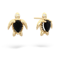 Onyx Baby Sea Turtle 14K Yellow Gold earrings E5241