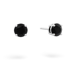 Onyx 5Mm Round Stud 14K White Gold earrings E1785