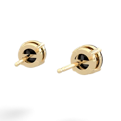 Onyx 6Mm Round Stud 14K Yellow Gold earrings E1786