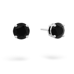 Onyx 6Mm Round Stud 14K White Gold earrings E1786