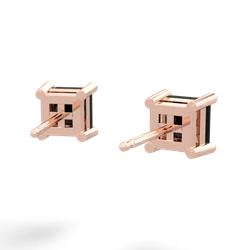 Onyx 5Mm Princess Cut Stud 14K Rose Gold earrings E1789