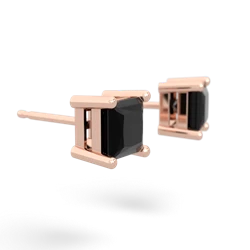 Onyx 5Mm Princess Cut Stud 14K Rose Gold earrings E1789