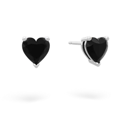 Onyx 6Mm Heart Stud 14K White Gold earrings E1862