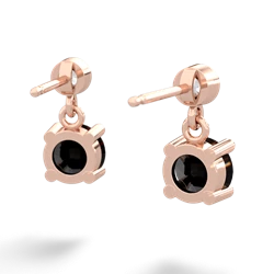 Onyx Diamond Drop 6Mm Round 14K Rose Gold earrings E1986