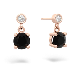 Onyx Diamond Drop 6Mm Round 14K Rose Gold earrings E1986