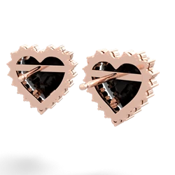 Onyx Sparkling Halo Heart 14K Rose Gold earrings E0391