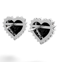 Onyx Sparkling Halo Heart 14K White Gold earrings E0391