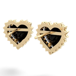 Onyx Sparkling Halo Heart 14K Yellow Gold earrings E0391