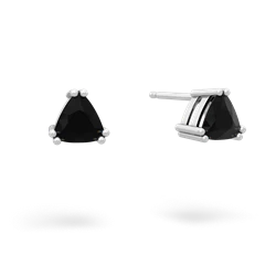 Onyx 5Mm Trillion Stud 14K White Gold earrings E1858