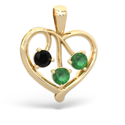 Onyx Glowing Heart 14K Yellow Gold pendant P2233