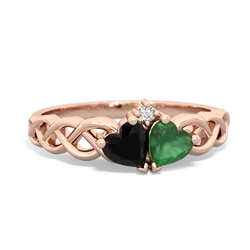 Onyx Heart To Heart Braid 14K Rose Gold ring R5870