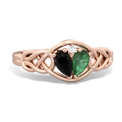 Onyx Celtic Love Knot 14K Rose Gold ring R5420