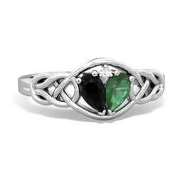 Onyx Celtic Love Knot 14K White Gold ring R5420