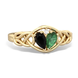 Onyx Celtic Love Knot 14K Yellow Gold ring R5420