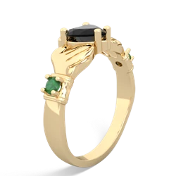 Onyx Claddagh Keepsake 14K Yellow Gold ring R5245