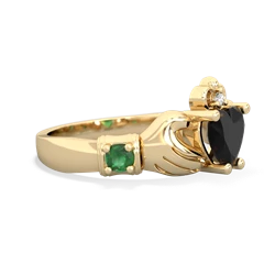 Onyx Claddagh Keepsake 14K Yellow Gold ring R5245