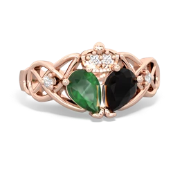 Onyx 'One Heart' Celtic Knot Claddagh 14K Rose Gold ring R5322