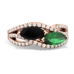 Onyx Diamond Rivers 14K Rose Gold ring R3070