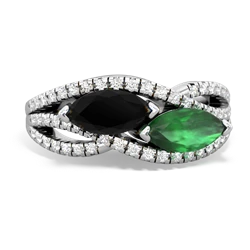 Onyx Diamond Rivers 14K White Gold ring R3070