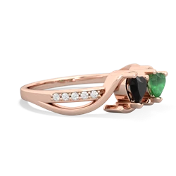 Onyx Side By Side 14K Rose Gold ring R3090