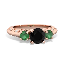 Onyx Art Deco Eternal Embrace Engagement 14K Rose Gold ring C2003