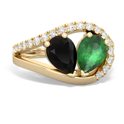 Onyx Nestled Heart Keepsake 14K Yellow Gold ring R5650