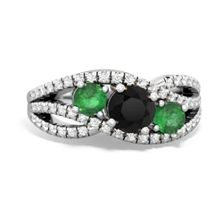 Onyx Three Stone Aurora 14K White Gold ring R3080