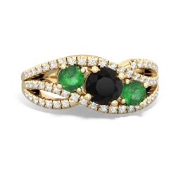 Onyx Three Stone Aurora 14K Yellow Gold ring R3080