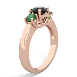 Onyx Three Stone Round Trellis 14K Rose Gold ring R4018