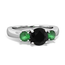 Onyx Three Stone Round Trellis 14K White Gold ring R4018