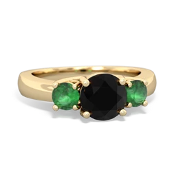 Onyx Three Stone Round Trellis 14K Yellow Gold ring R4018