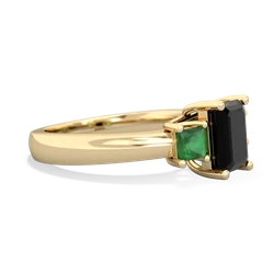 Onyx Three Stone Emerald-Cut Trellis 14K Yellow Gold ring R4021