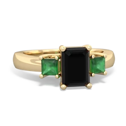 Onyx Three Stone Emerald-Cut Trellis 14K Yellow Gold ring R4021